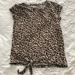 LOFT cheetah linen tee w adjustable front tie!